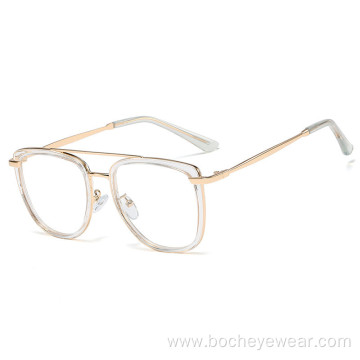 New comfortable TR90 large frame optical lens round frame metal leg anti blue light glasses can be equipped with myopia glasses